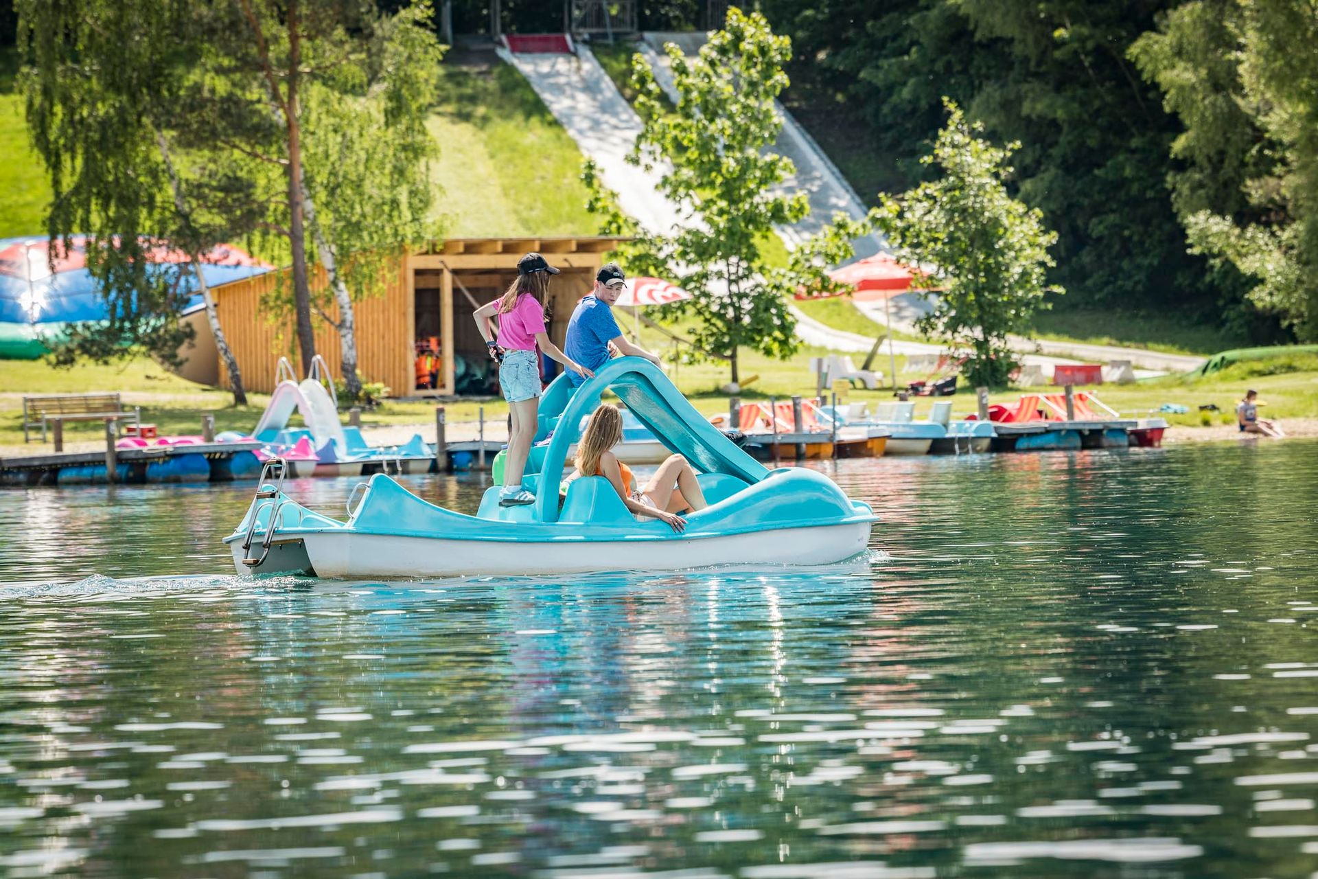 Tretbootfahren am Steinberger See
